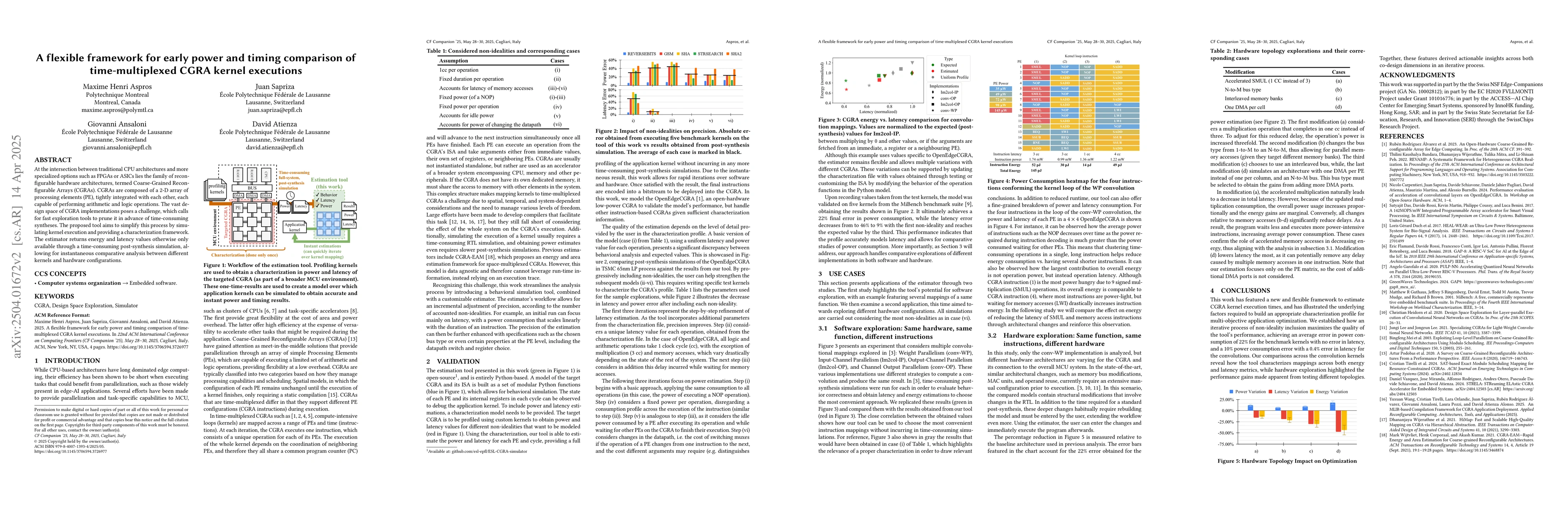 Thumbnail for A flexible framework for early power and timing comparison of
  time-multiplexed CGRA kernel executions