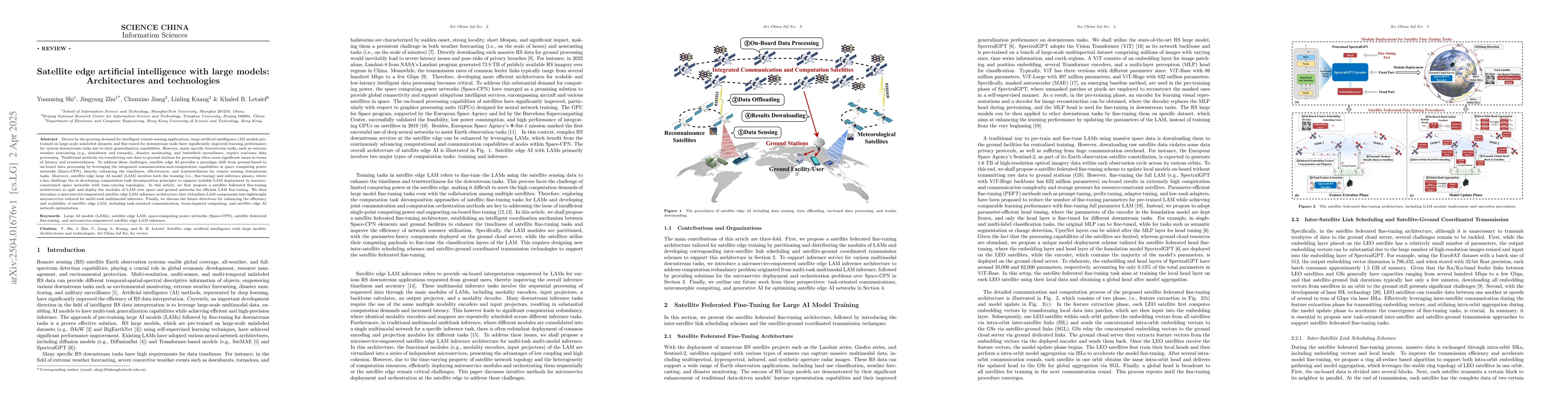 Thumbnail for Satellite Edge Artificial Intelligence with Large Models: Architectures
  and Technologies