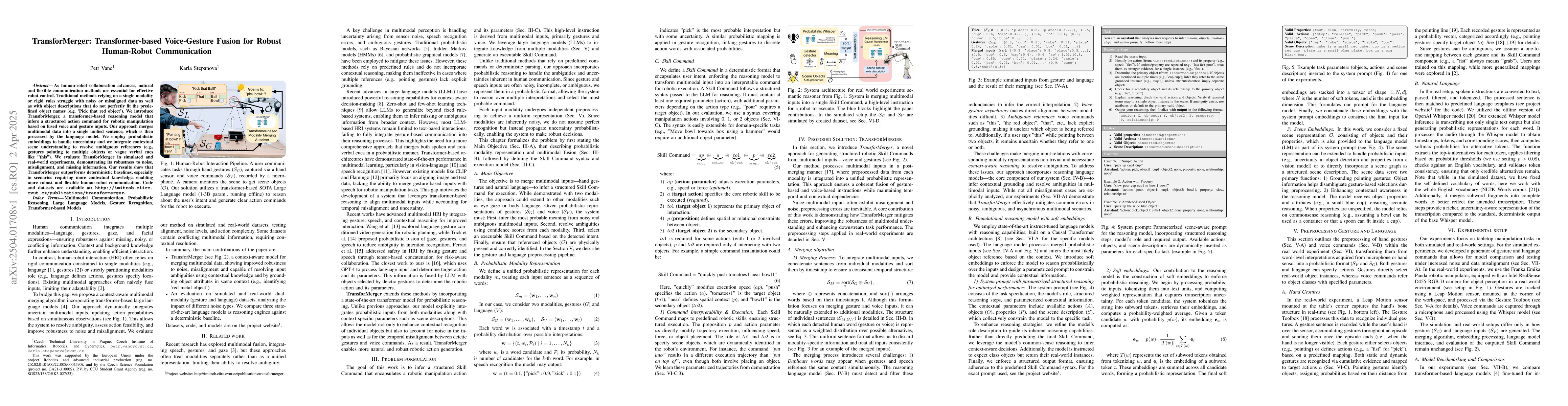 Thumbnail for TransforMerger: Transformer-based Voice-Gesture Fusion for Robust
  Human-Robot Communication