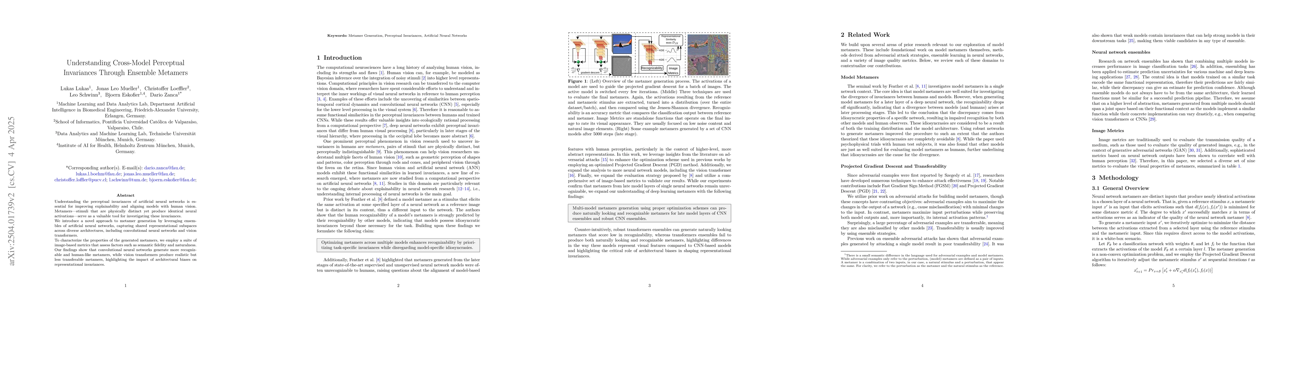 Thumbnail for Understanding Cross-Model Perceptual Invariances Through Ensemble
  Metamers