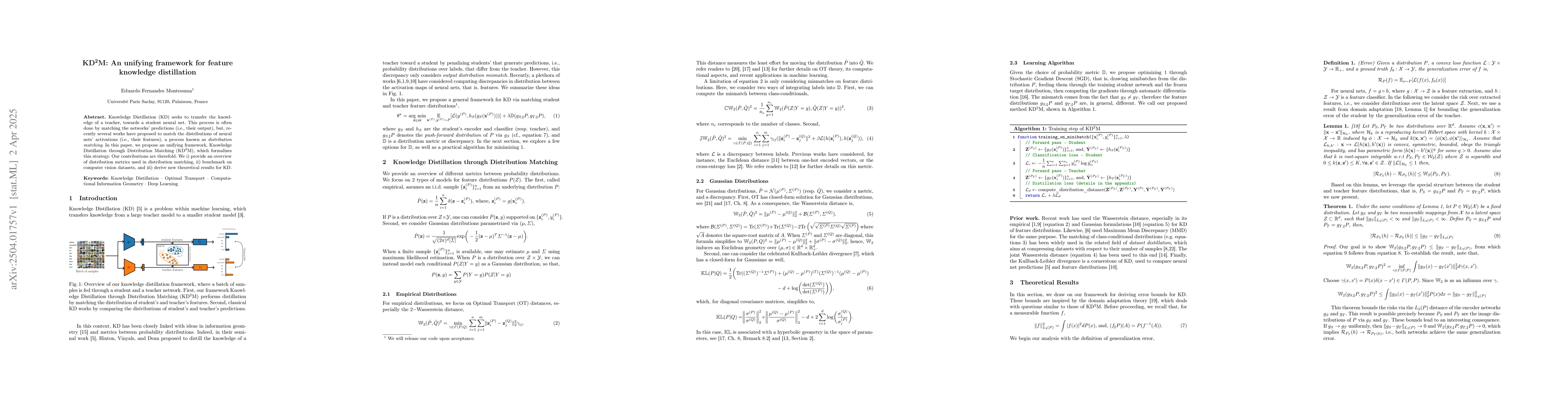 Thumbnail for KD$^{2}$M: An unifying framework for feature knowledge distillation
