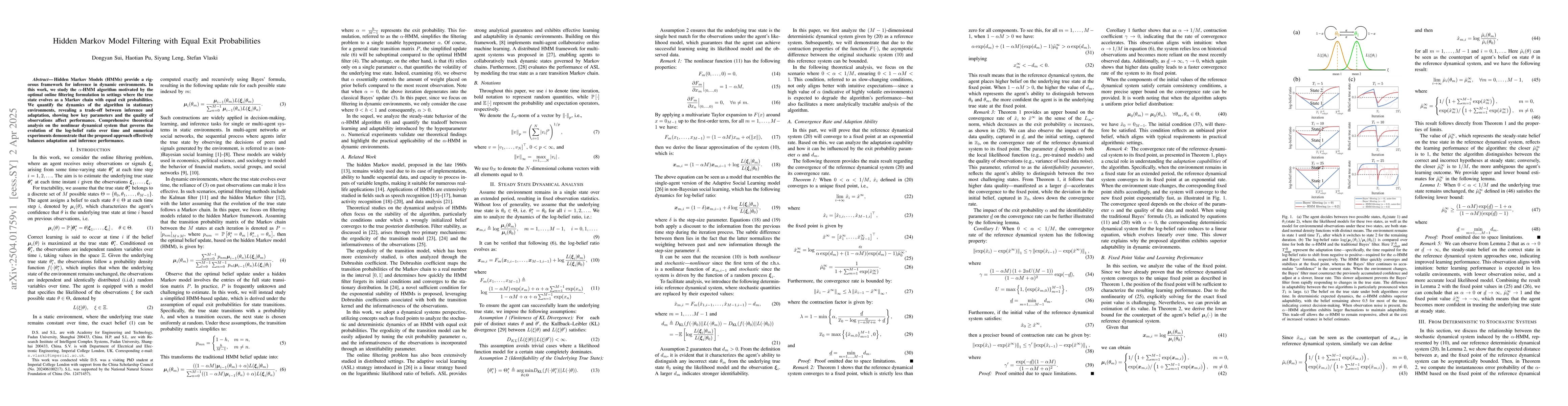 Thumbnail for Hidden Markov Model Filtering with Equal Exit Probabilities