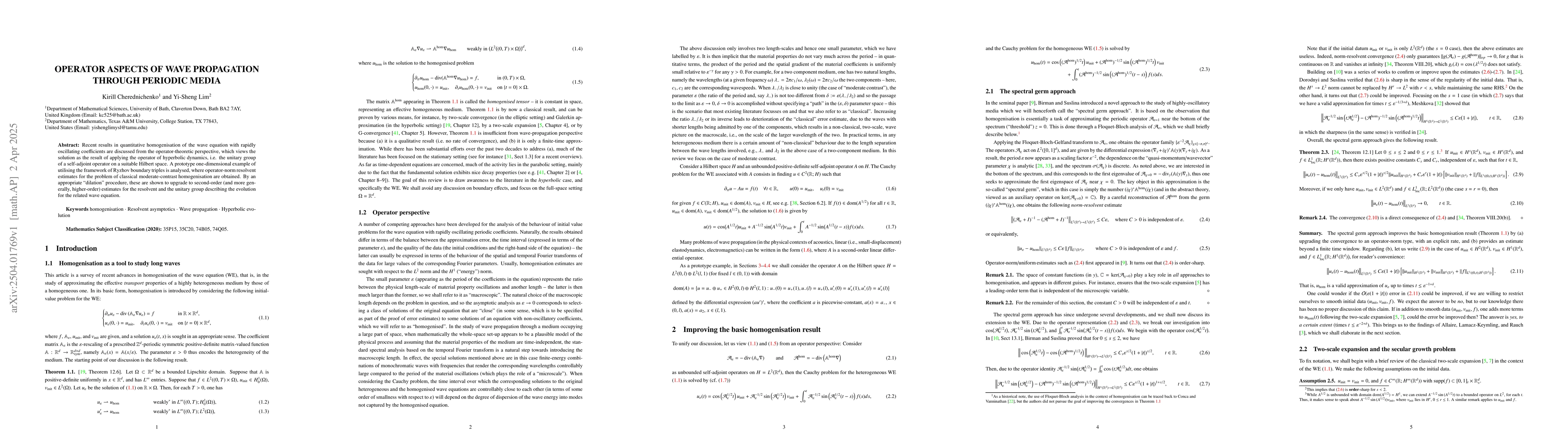 Thumbnail for Operator aspects of wave propagation through periodic media