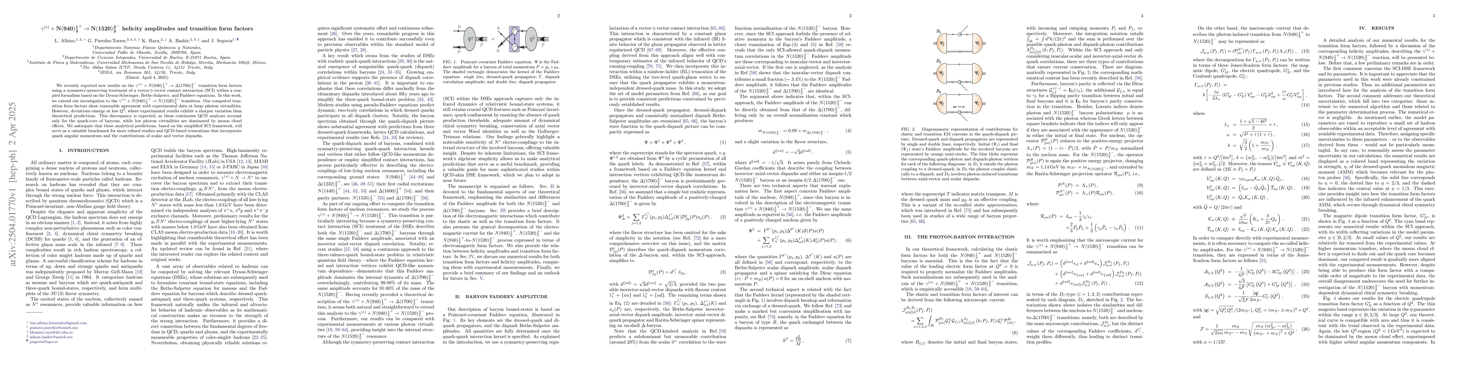 Thumbnail for $\mathbf{γ^{(*)} + N(940)\frac{1}{2}^+ \to N(1520)\frac{3}{2}^{-}}$
  helicity amplitudes and transition form factors