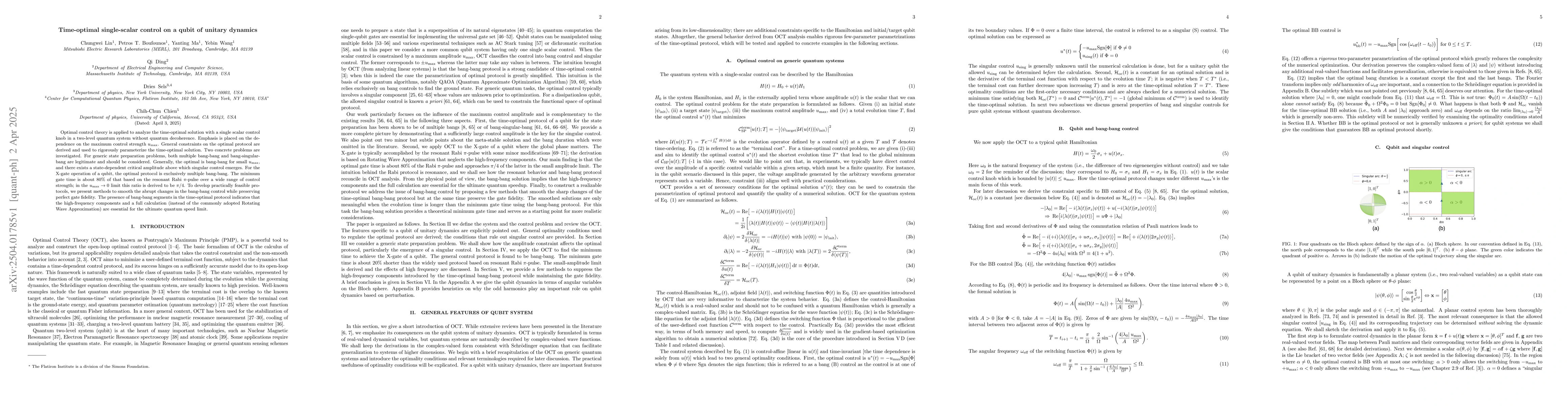 Thumbnail for Time-optimal single-scalar control on a qubit of unitary dynamics
