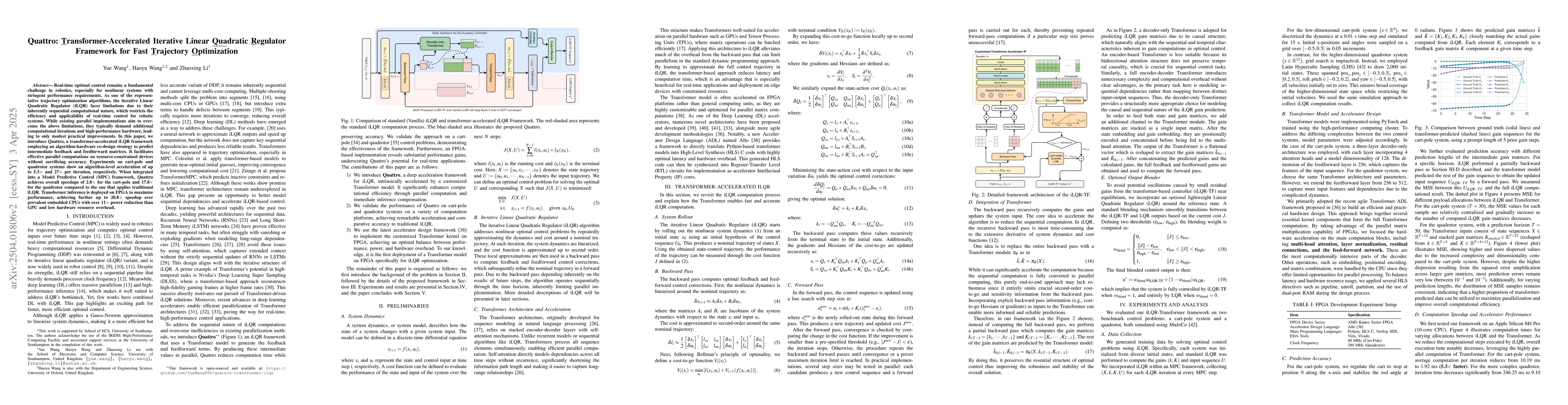 Thumbnail for Quattro: Transformer-Accelerated Iterative Linear Quadratic Regulator
  Framework for Fast Trajectory Optimization
