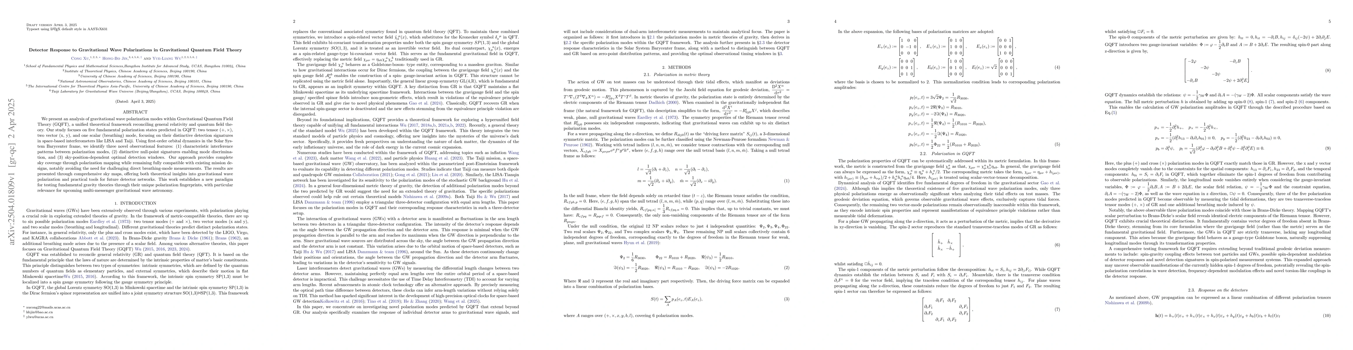 Thumbnail for Detector Response to Gravitational Wave Polarizations in Gravitational
  Quantum Field Theory