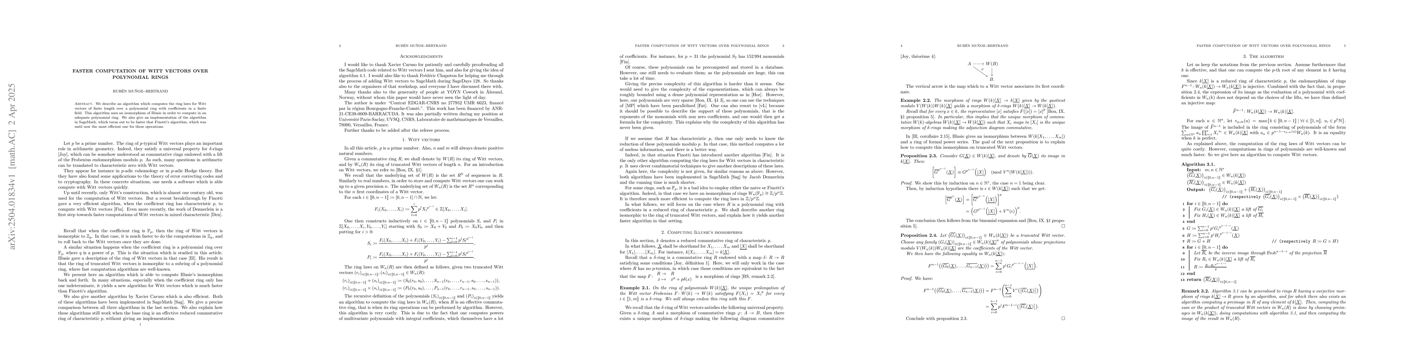 Thumbnail for Faster computation of Witt vectors over polynomial rings