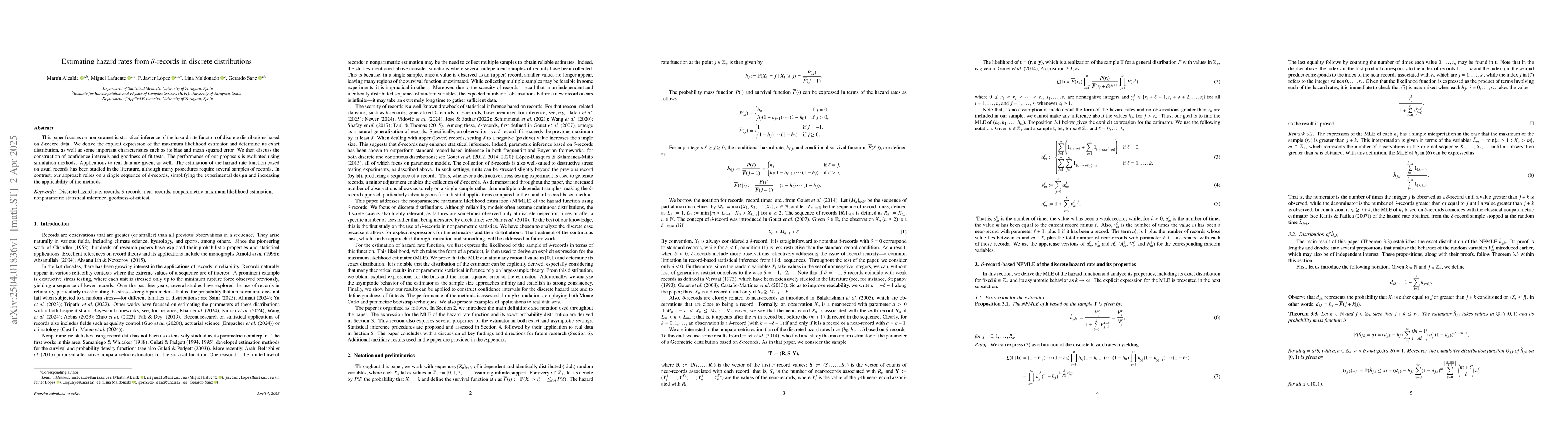 Thumbnail for Estimating hazard rates from $δ$-records in discrete distributions