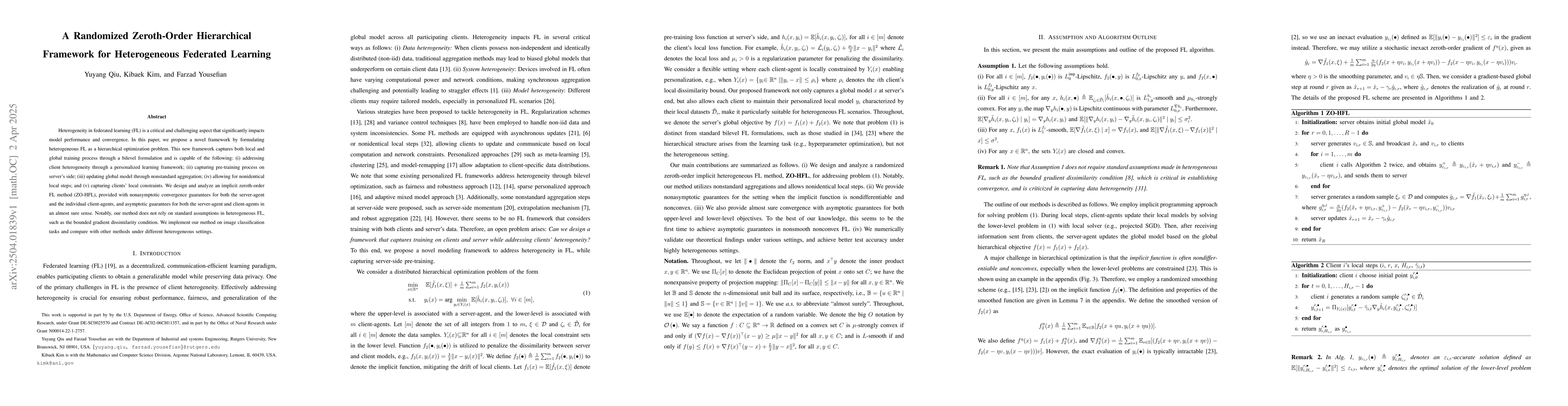 Thumbnail for A Randomized Zeroth-Order Hierarchical Framework for Heterogeneous
  Federated Learning
