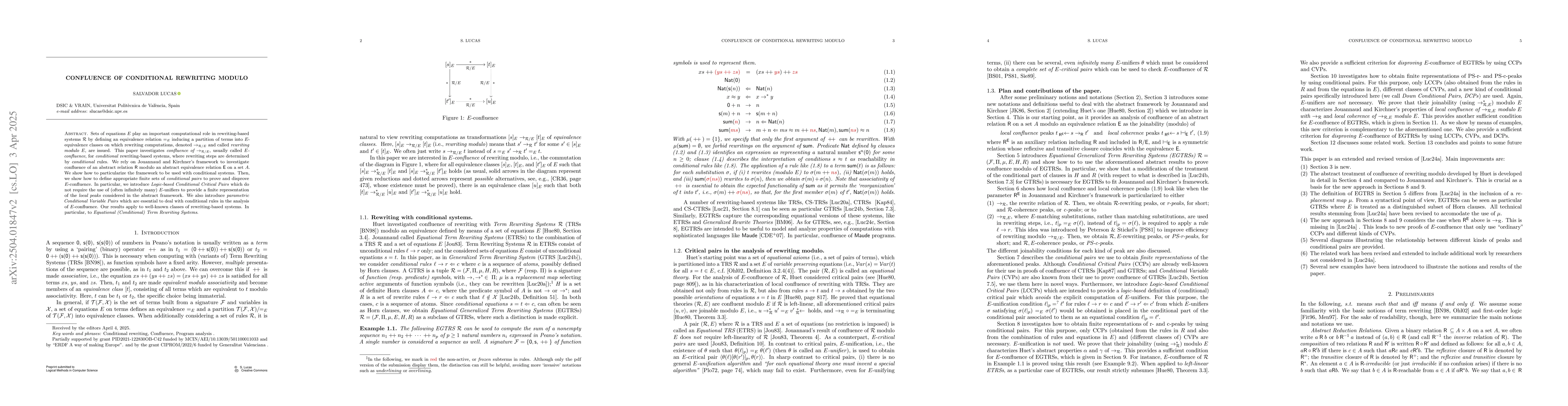 Thumbnail for Confluence of Conditional Rewriting Modulo