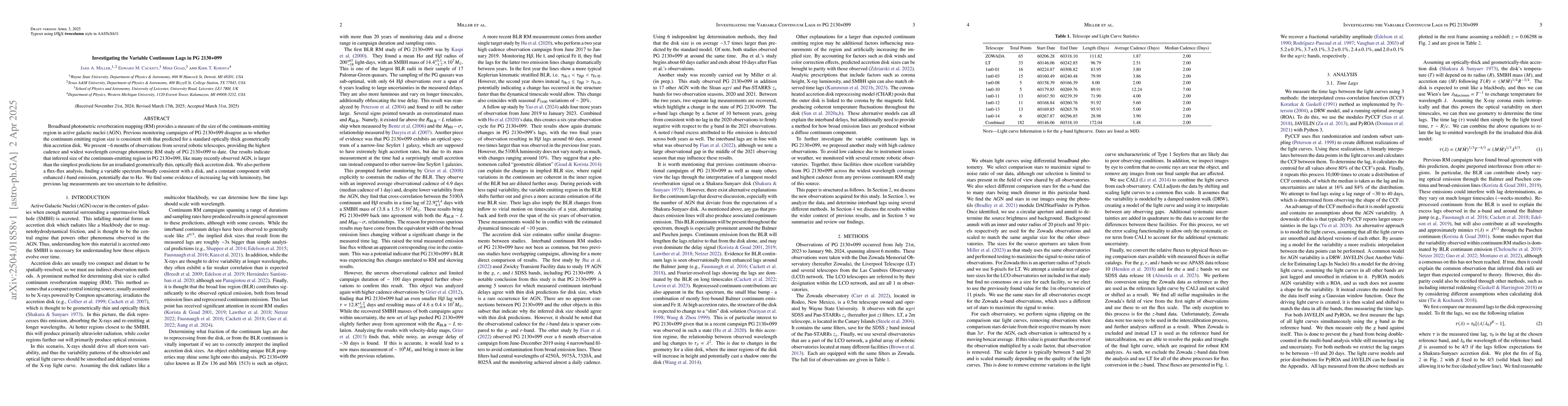 Thumbnail for Investigating the Variable Continuum Lags in PG 2130+099