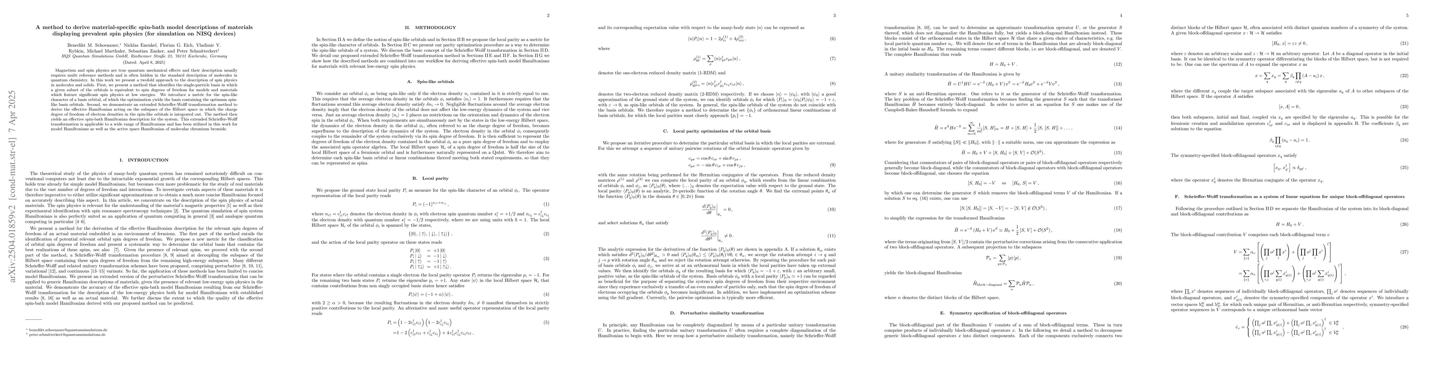 Thumbnail for A method to derive material-specific spin-bath model descriptions of
  materials displaying prevalent spin physics (for simulation on NISQ devices)