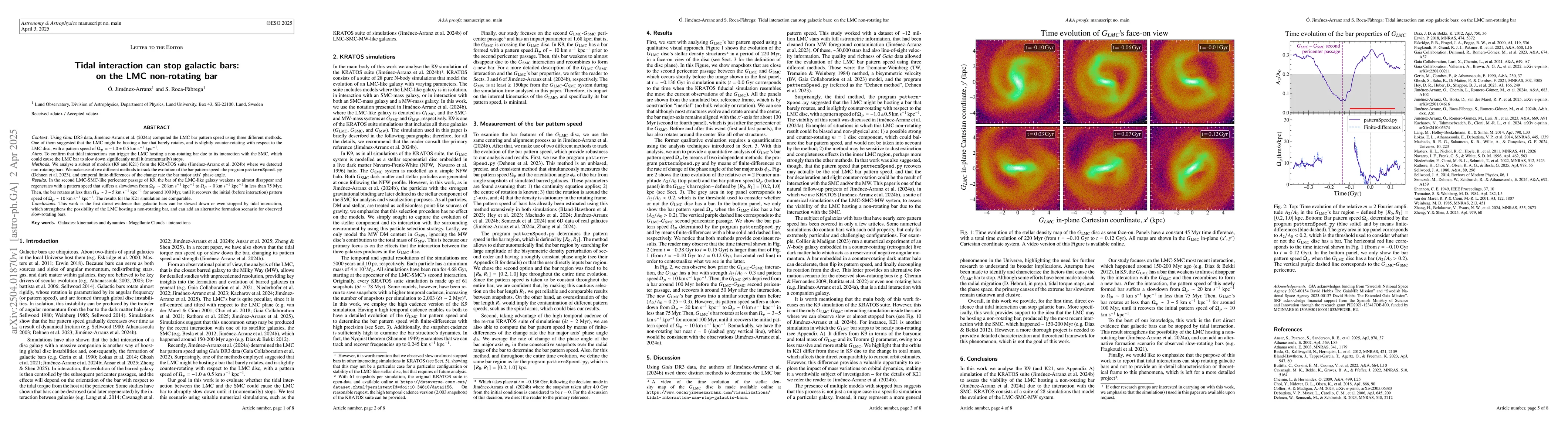 Thumbnail for Tidal interaction can stop galactic bars: on the LMC non-rotating bar