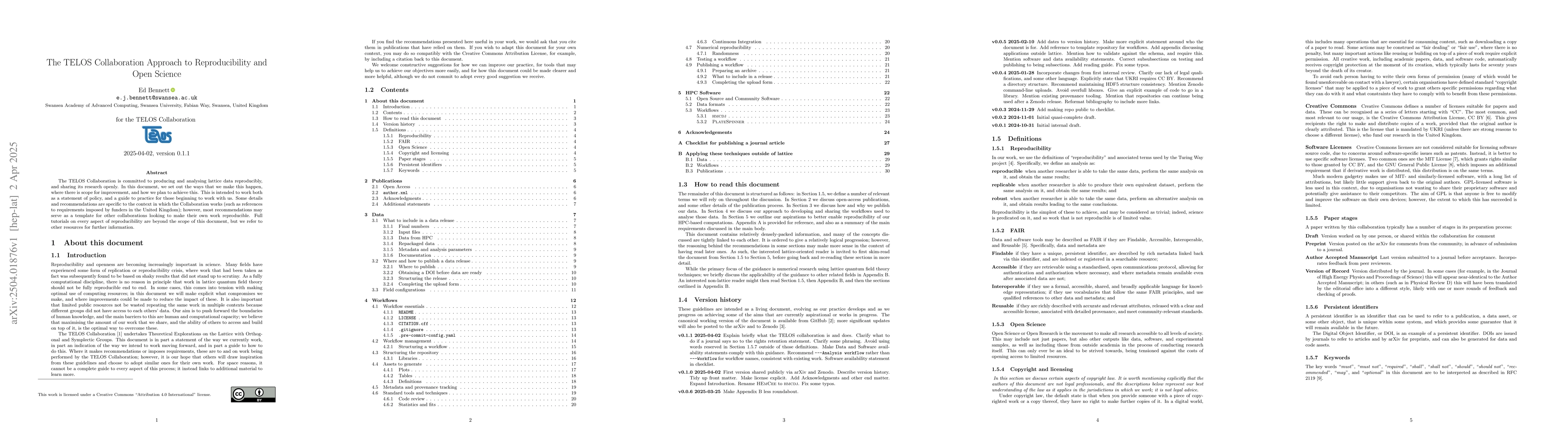 Thumbnail for The TELOS Collaboration Approach to Reproducibility and Open Science