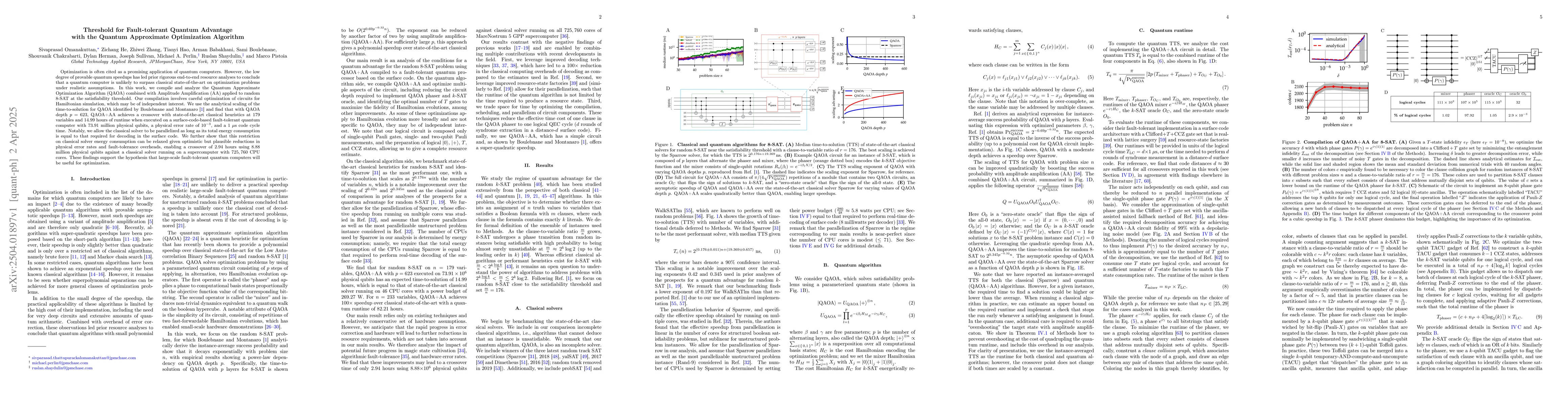 Thumbnail for Threshold for Fault-tolerant Quantum Advantage with the Quantum
  Approximate Optimization Algorithm