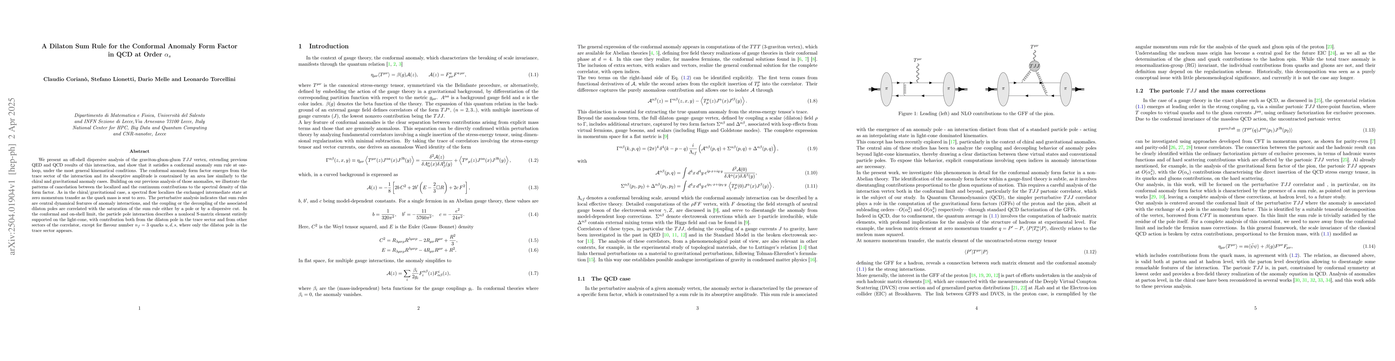 Thumbnail for A Dilaton Sum Rule for the Conformal Anomaly Form Factor in QCD at Order
  $α_s$