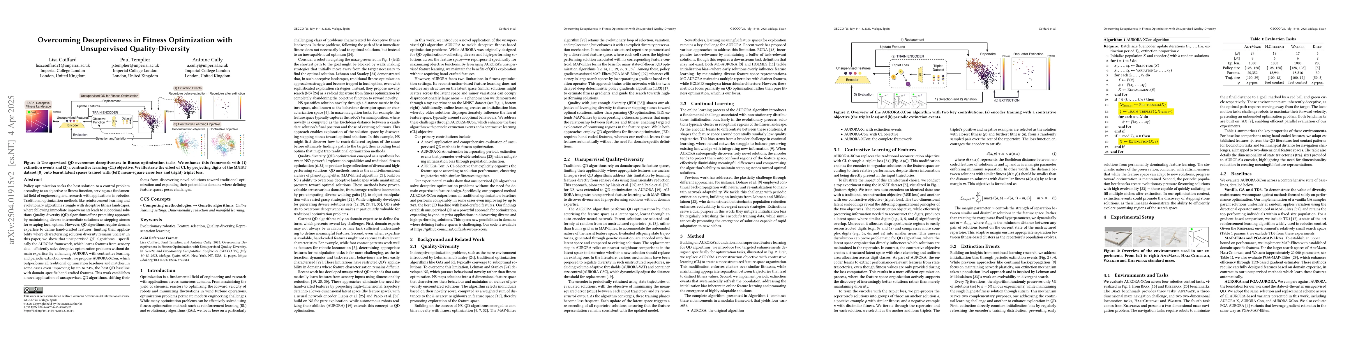 Thumbnail for Overcoming Deceptiveness in Fitness Optimization with Unsupervised
  Quality-Diversity
