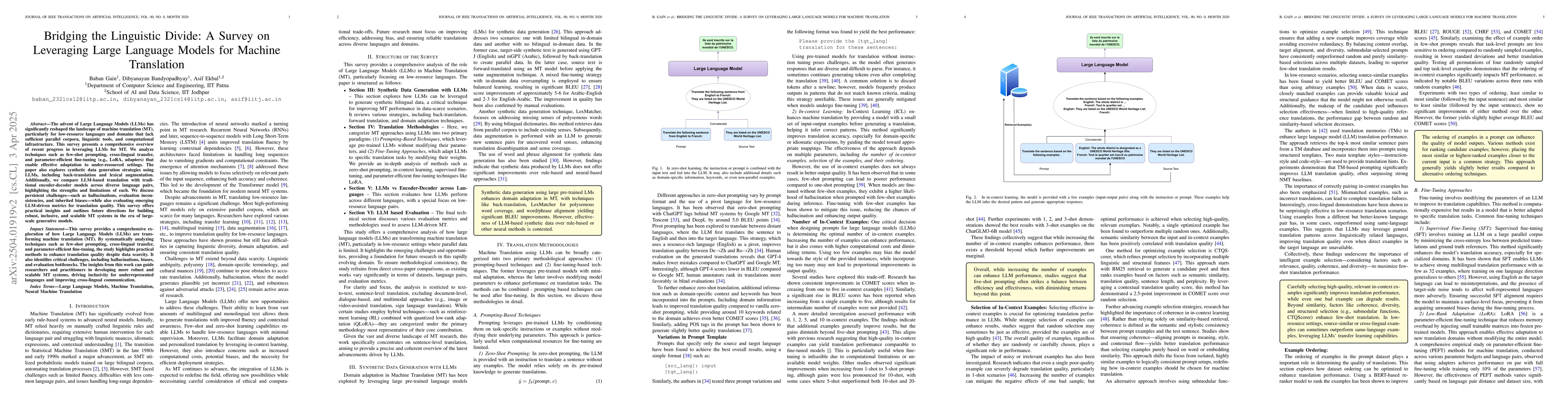 Thumbnail for Bridging the Linguistic Divide: A Survey on Leveraging Large Language
  Models for Machine Translation
