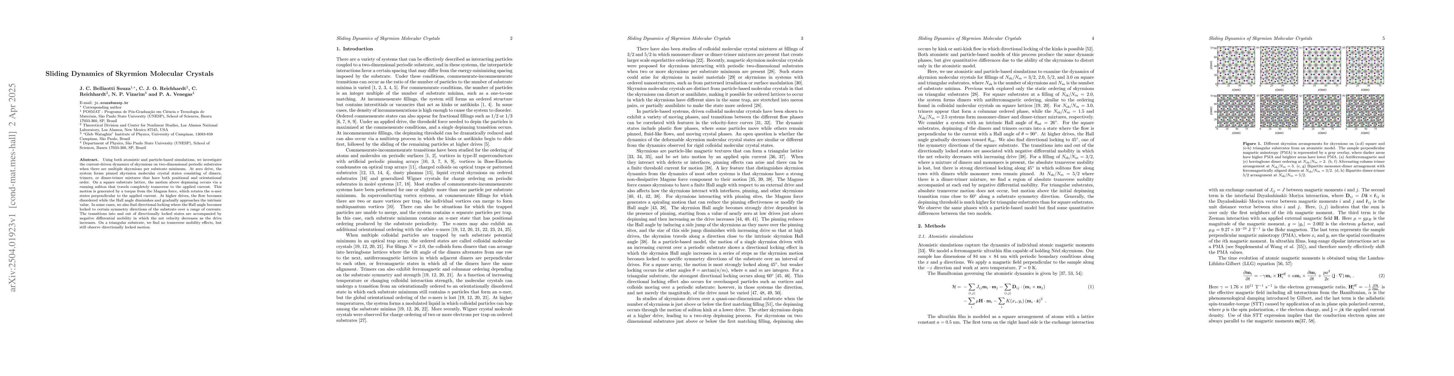 Thumbnail for Sliding Dynamics of Skyrmion Molecular Crystals