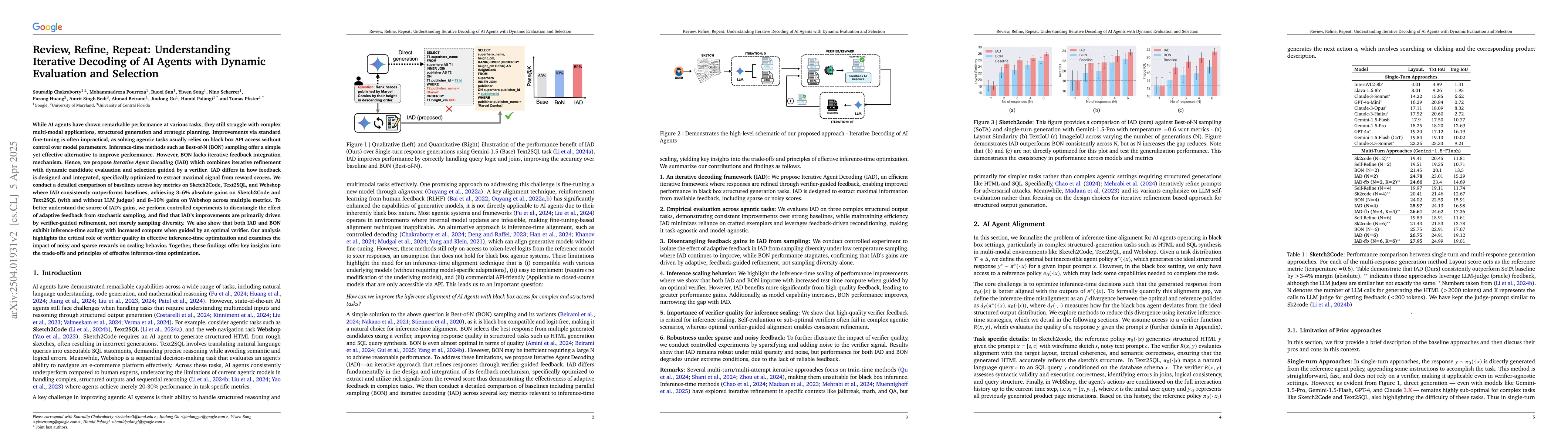Thumbnail for Review, Refine, Repeat: Understanding Iterative Decoding of AI Agents
  with Dynamic Evaluation and Selection