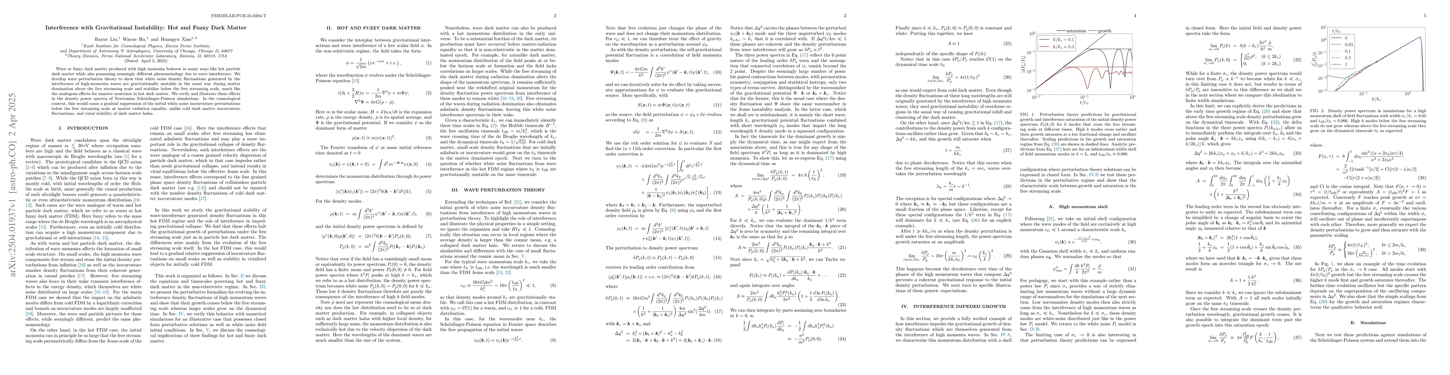 Thumbnail for Interference with Gravitational Instability: Hot and Fuzzy Dark Matter