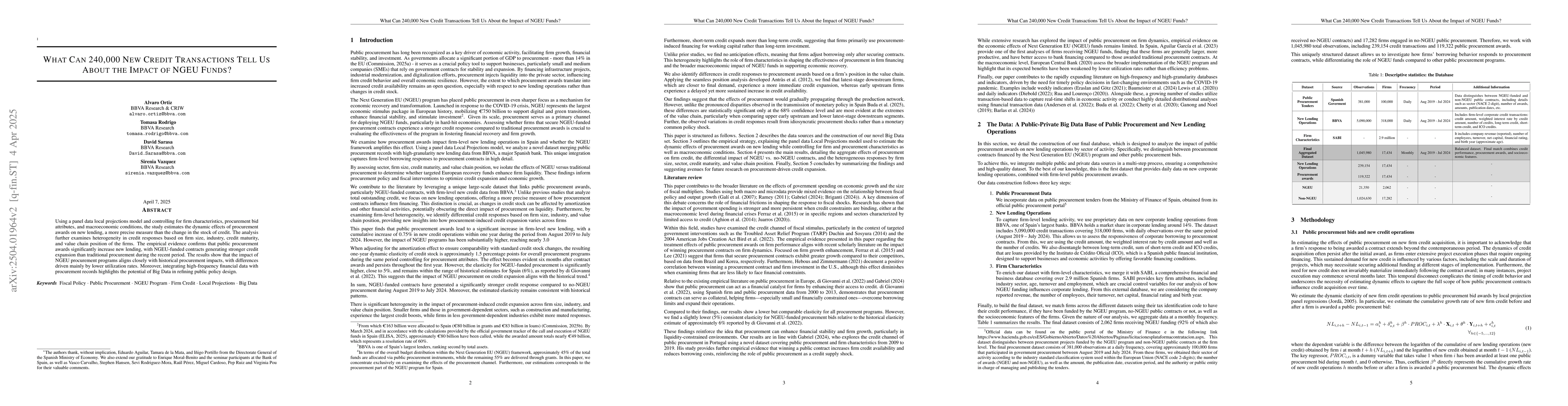 Thumbnail for What Can 240,000 New Credit Transactions Tell Us About the Impact of
  NGEU Funds?