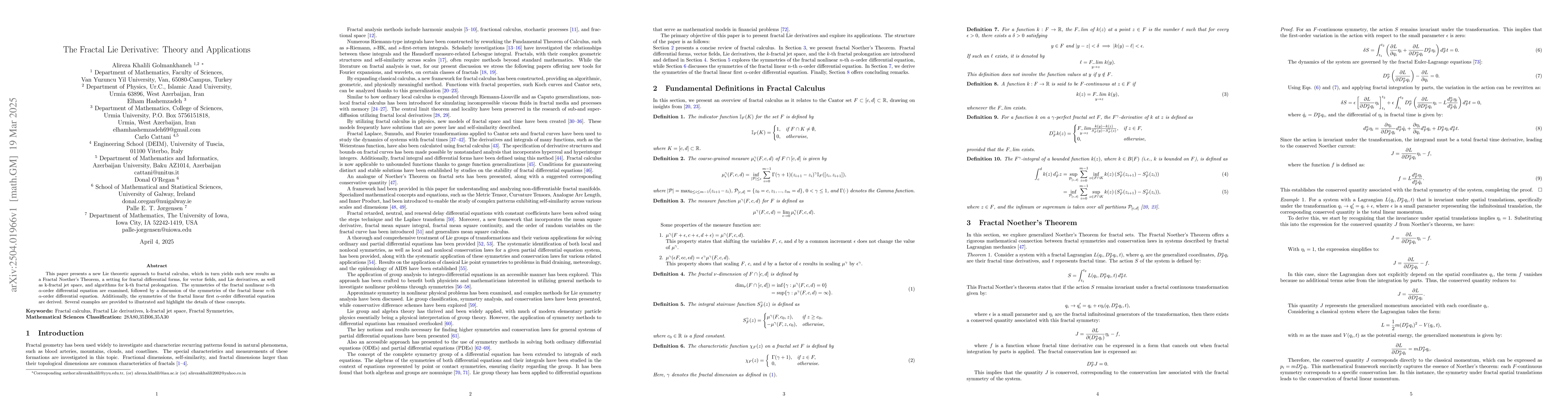 Thumbnail for The Fractal Lie Derivative: Theory and Applications