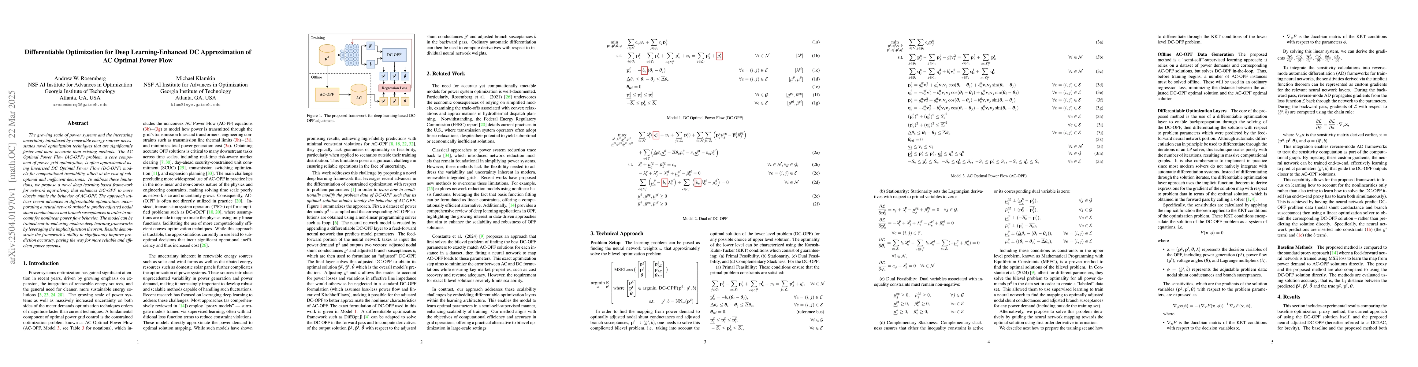 Thumbnail for Differentiable Optimization for Deep Learning-Enhanced DC Approximation
  of AC Optimal Power Flow