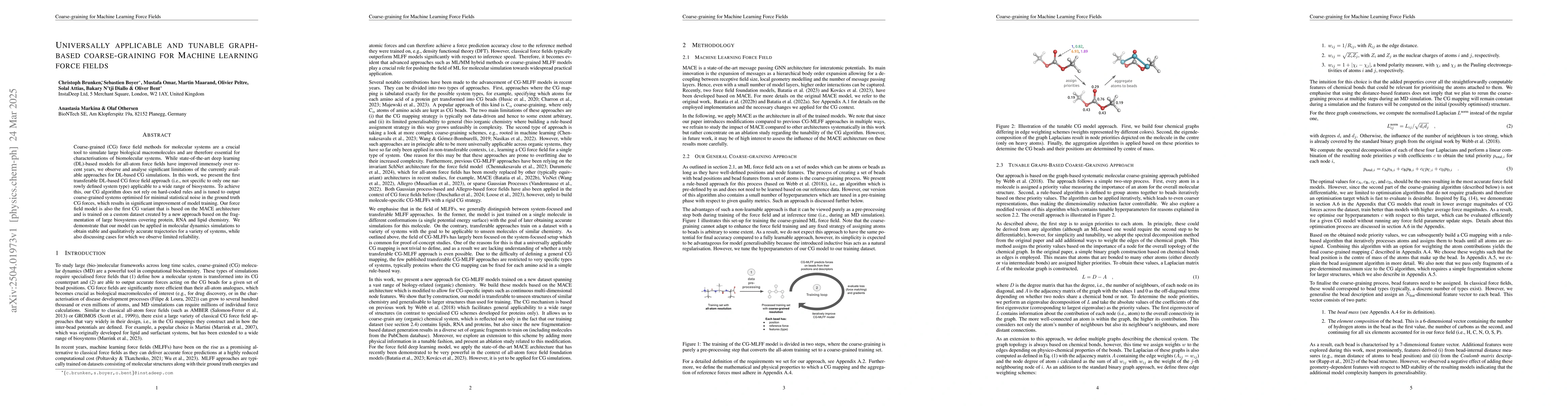 Thumbnail for Universally applicable and tunable graph-based coarse-graining for
  Machine learning force fields