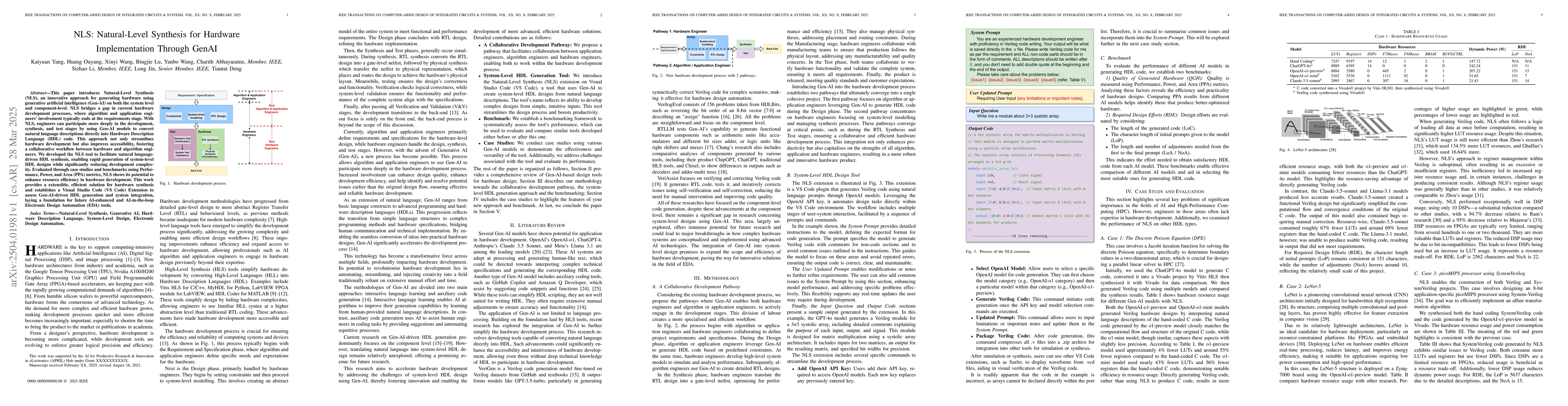 Thumbnail for NLS: Natural-Level Synthesis for Hardware Implementation Through GenAI