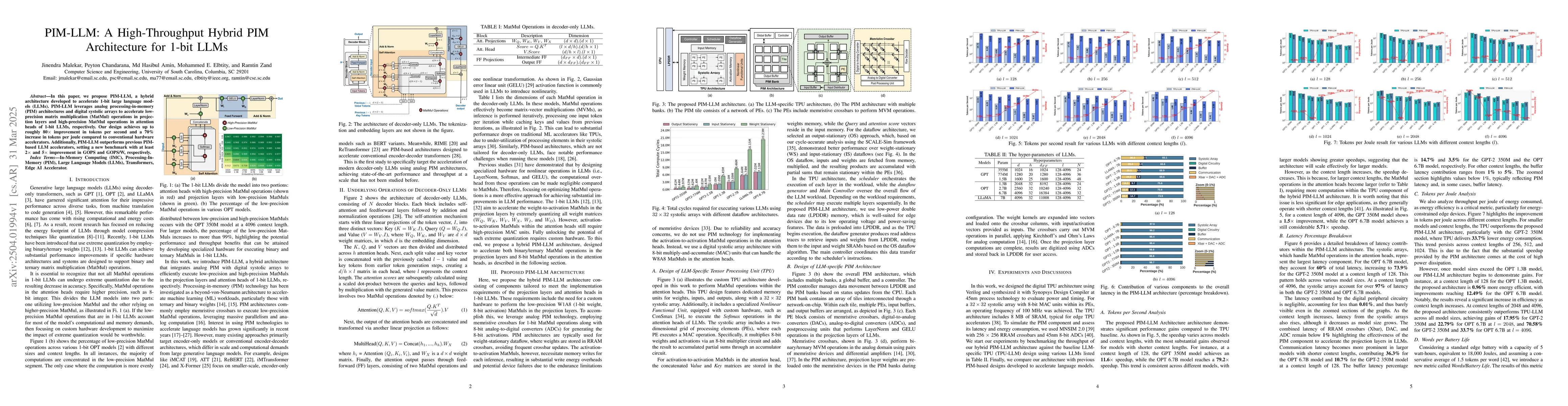 Thumbnail for PIM-LLM: A High-Throughput Hybrid PIM Architecture for 1-bit LLMs