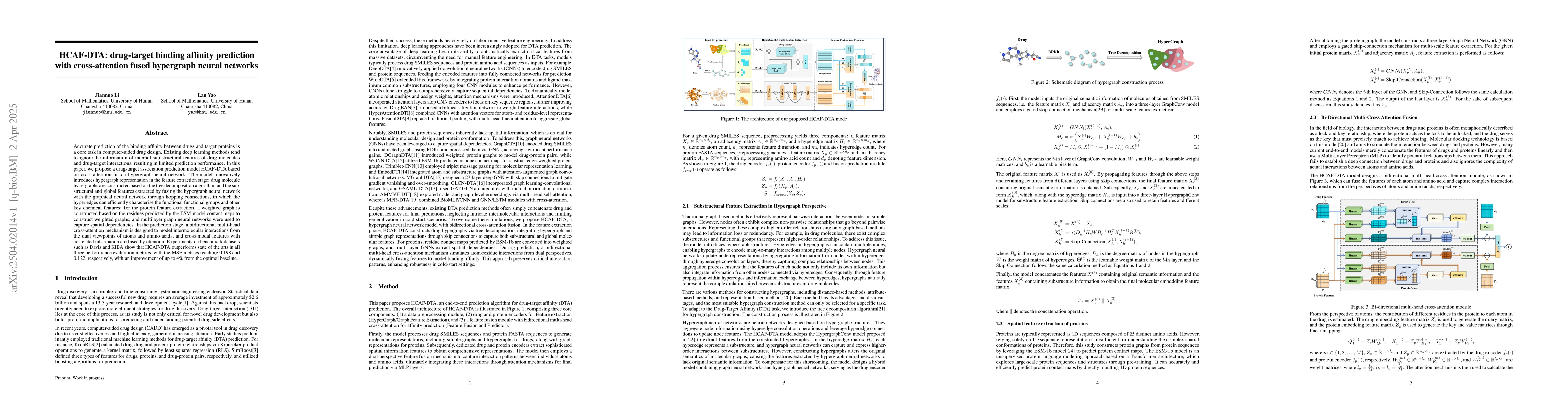 Thumbnail for HCAF-DTA: drug-target binding affinity prediction with cross-attention
  fused hypergraph neural networks