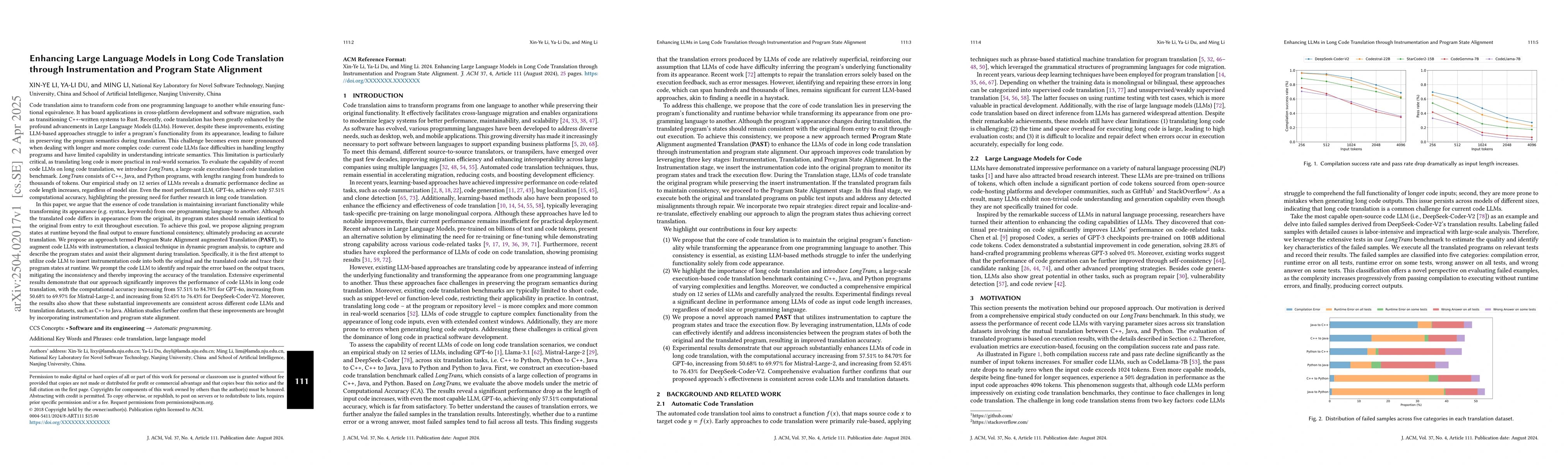 Thumbnail for Enhancing LLMs in Long Code Translation through Instrumentation and
  Program State Alignment