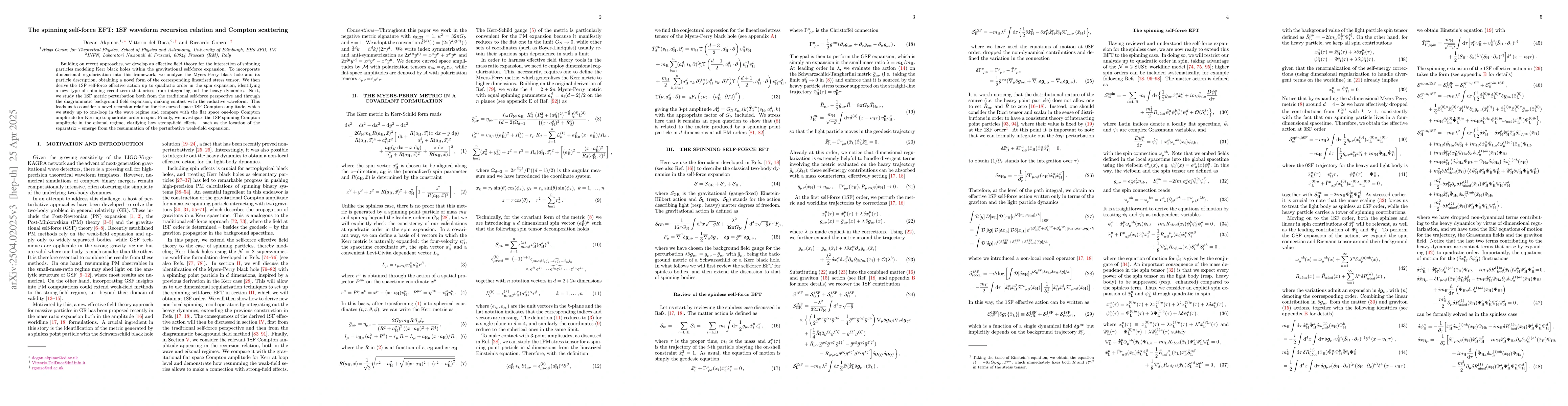 Thumbnail for The spinning self-force EFT: 1SF waveform recursion relation and Compton
  scattering