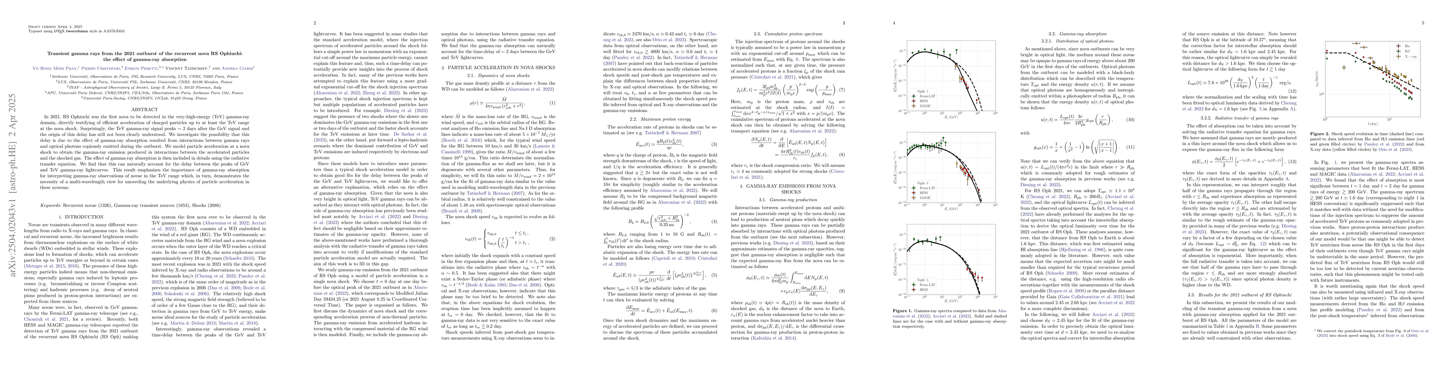 Thumbnail for Transient gamma rays from the 2021 outburst of the recurrent nova RS
  Ophiuchi: the effect of gamma-ray absorption
