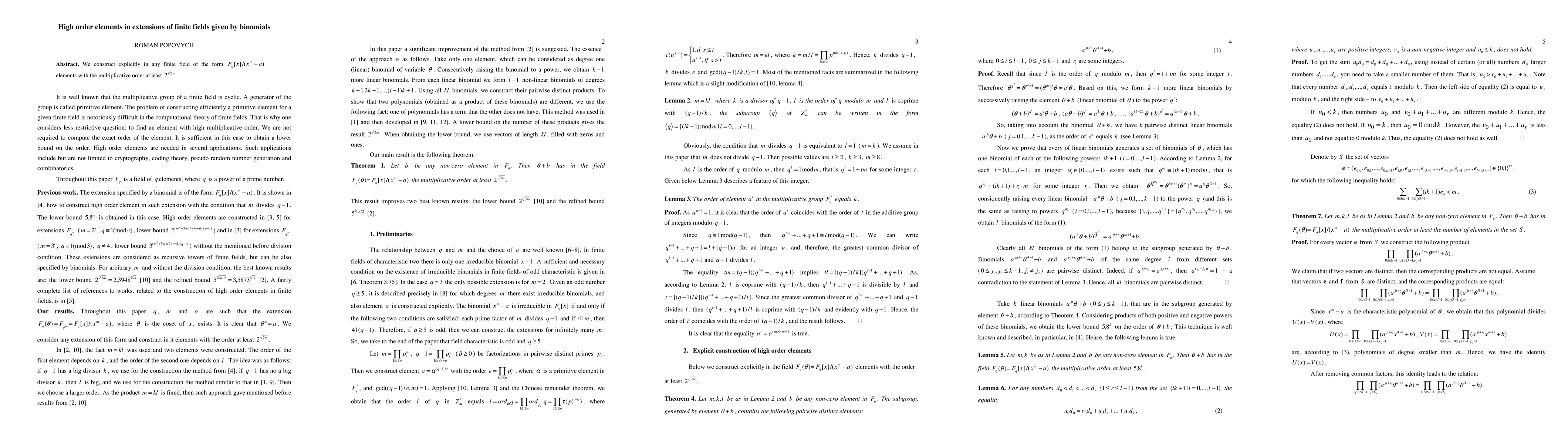 Thumbnail for High order elements in extensions of finite fields given by binomials