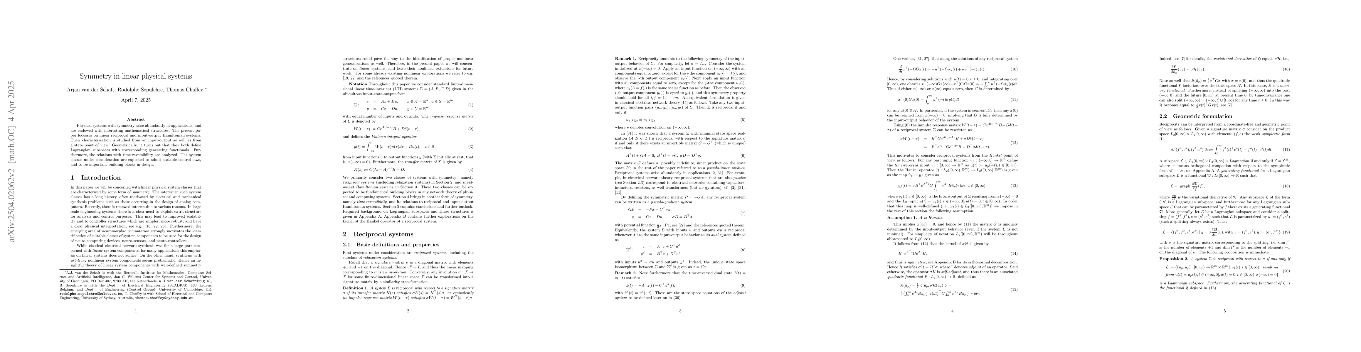 Thumbnail for Symmetry in linear physical systems