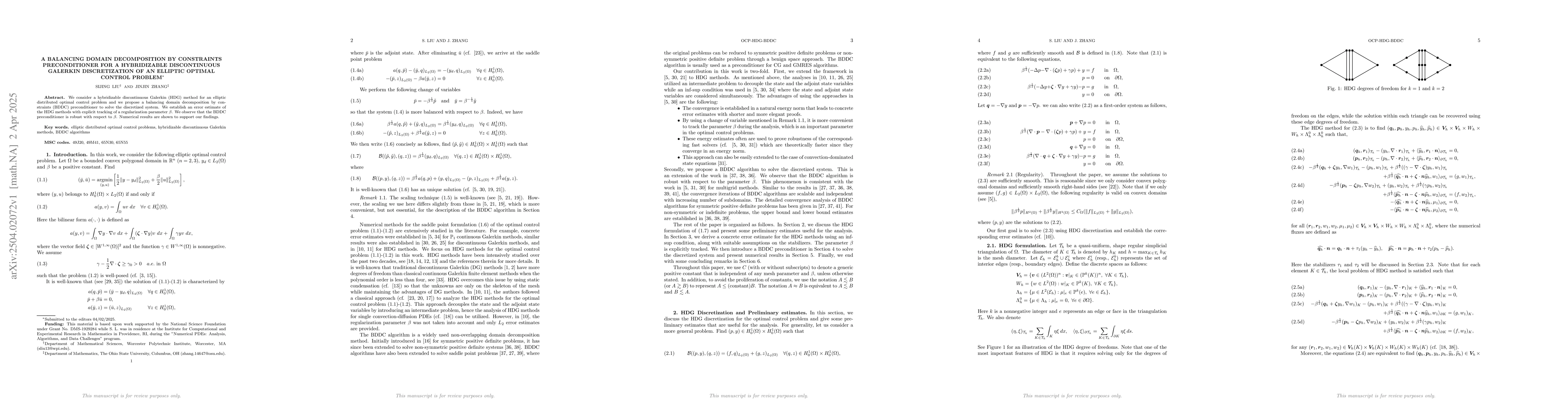 Thumbnail for A balancing domain decomposition by constraints preconditioner for a
  hybridizable discontinuous Galerkin discretization of an elliptic optimal
  control problem