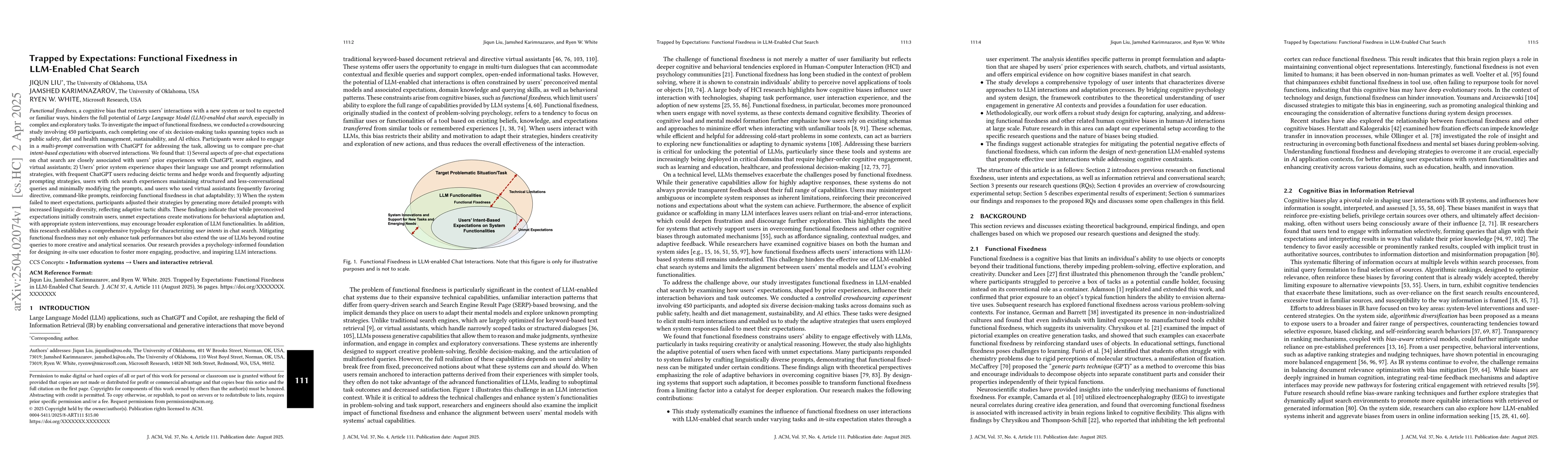 Thumbnail for Trapped by Expectations: Functional Fixedness in LLM-Enabled Chat Search