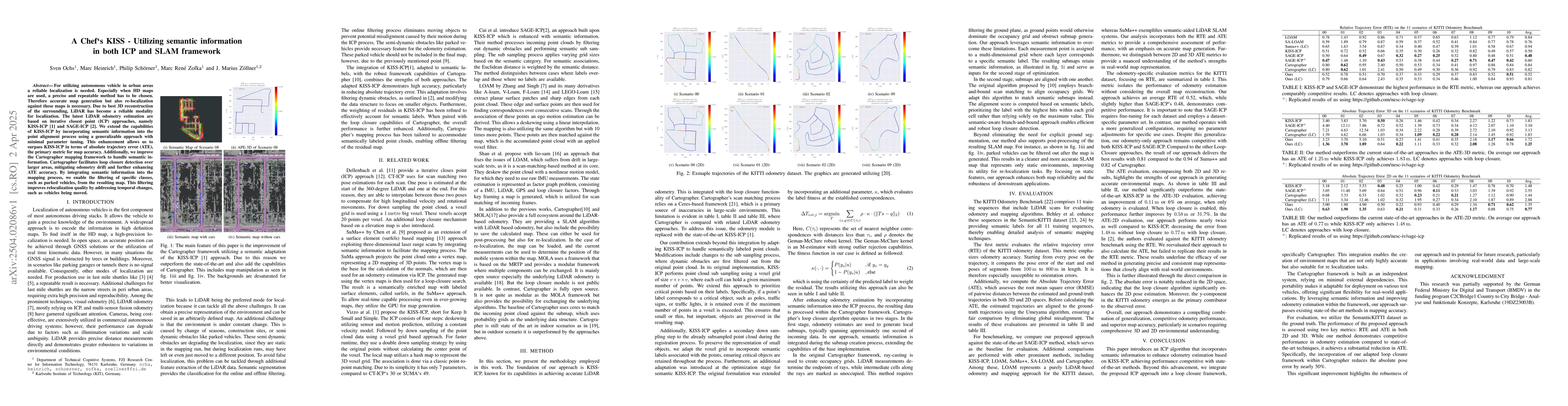 Thumbnail for A Chefs KISS -- Utilizing semantic information in both ICP and SLAM
  framework