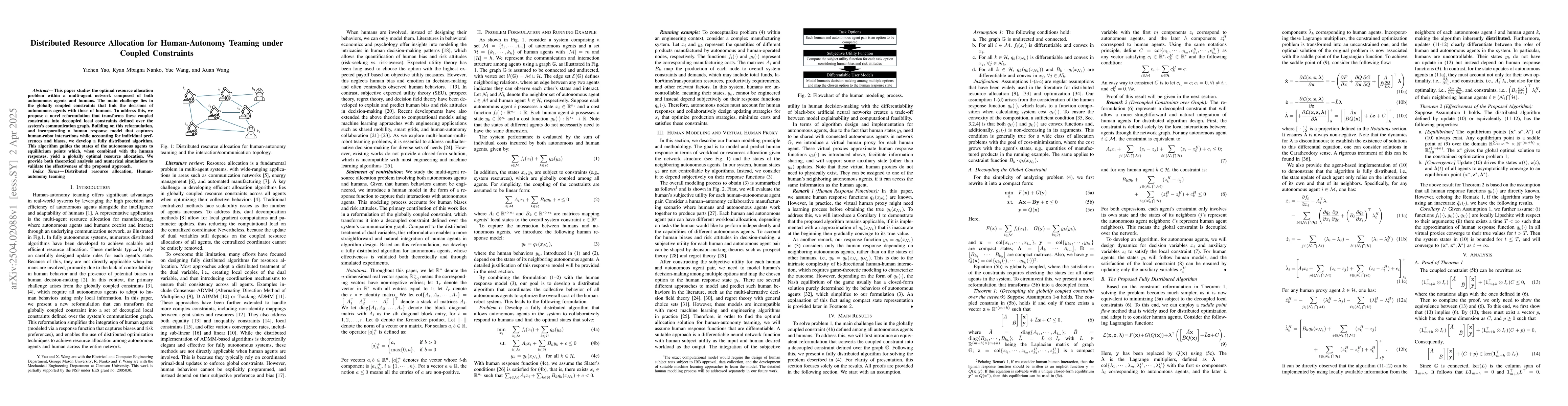 Thumbnail for Distributed Resource Allocation for Human-Autonomy Teaming under Coupled
  Constraints