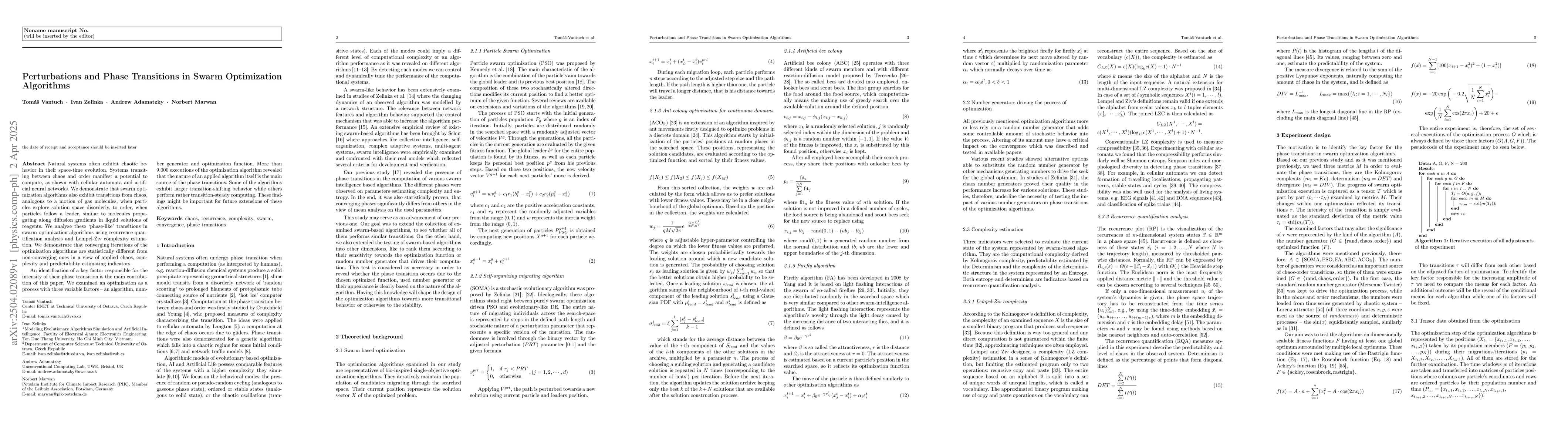 Thumbnail for Perturbations and Phase Transitions in Swarm Optimization Algorithms