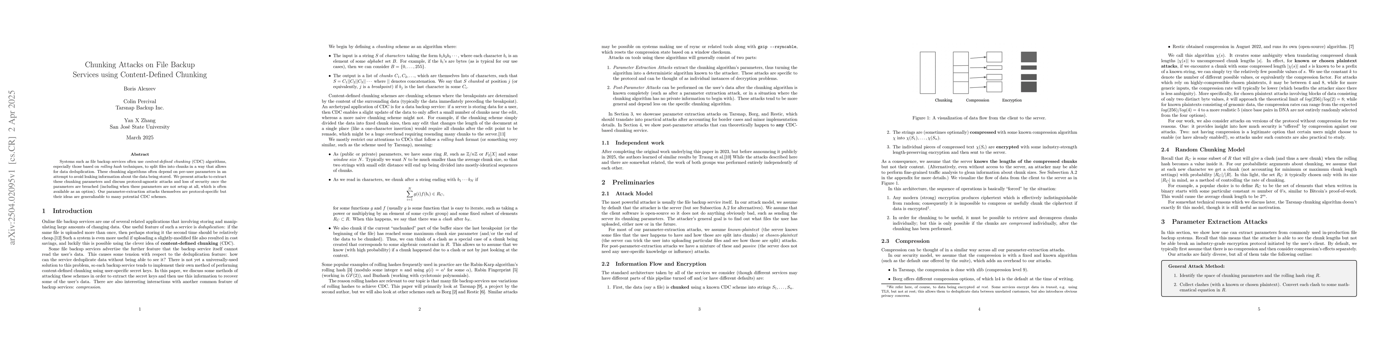 Thumbnail for Chunking Attacks on File Backup Services using Content-Defined Chunking
