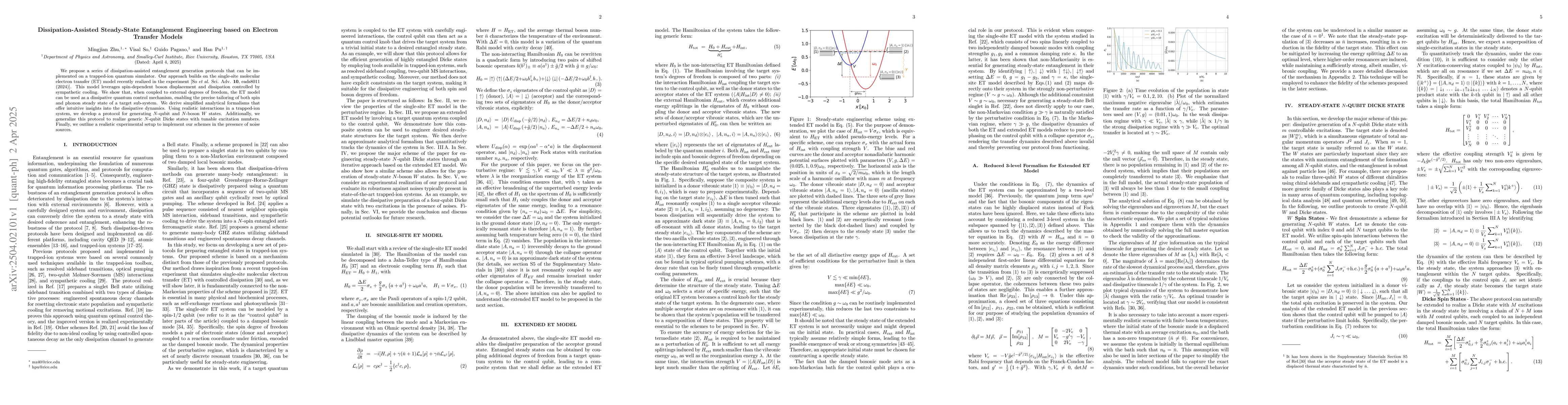 Thumbnail for Dissipation-Assisted Steady-State Entanglement Engineering based on
  Electron Transfer Models