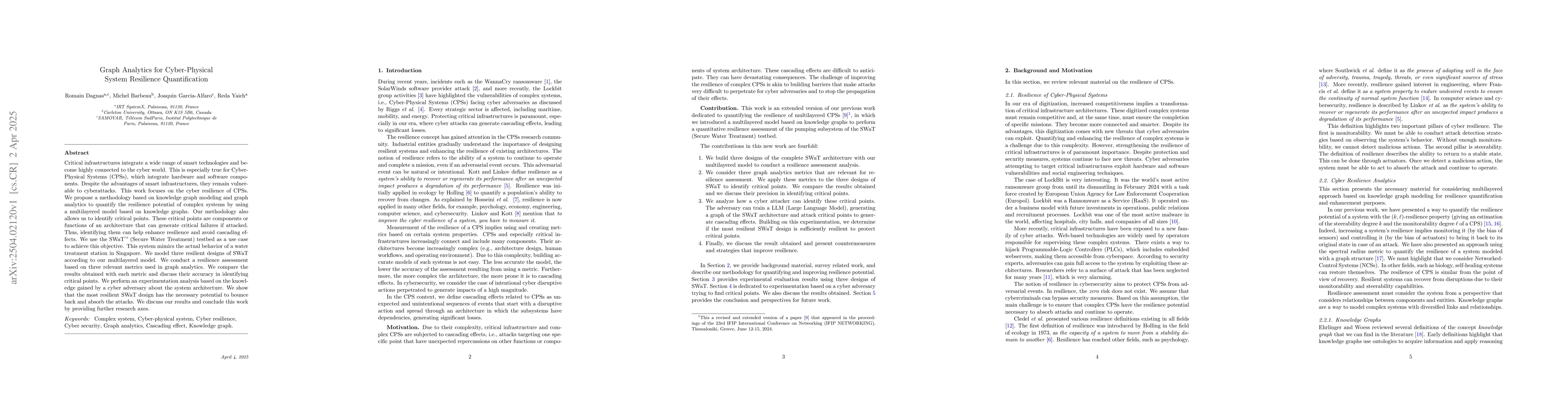 Thumbnail for Graph Analytics for Cyber-Physical System Resilience Quantification