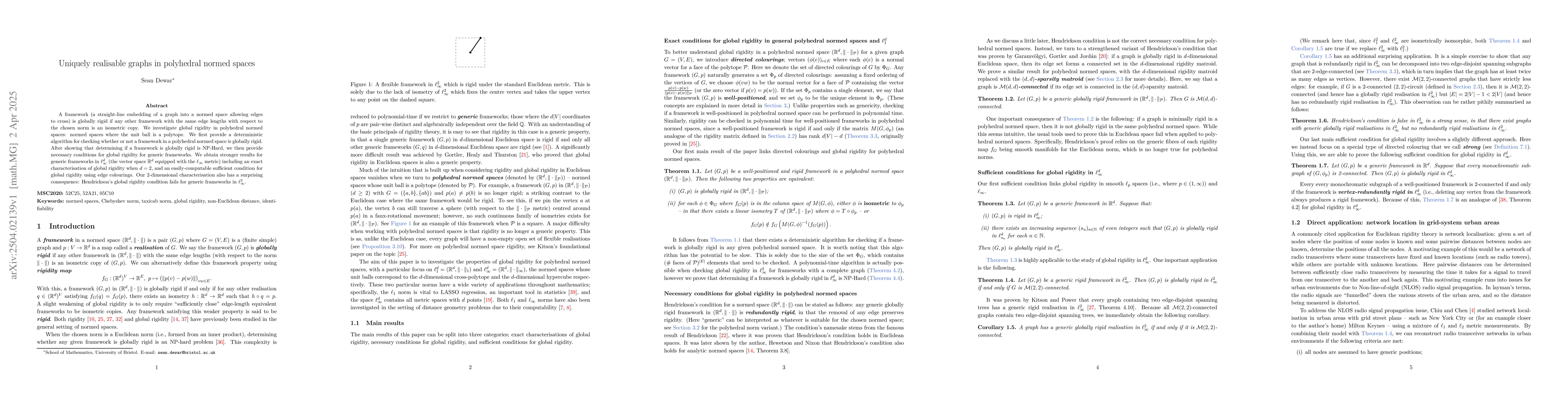 Thumbnail for Uniquely realisable graphs in polyhedral normed spaces