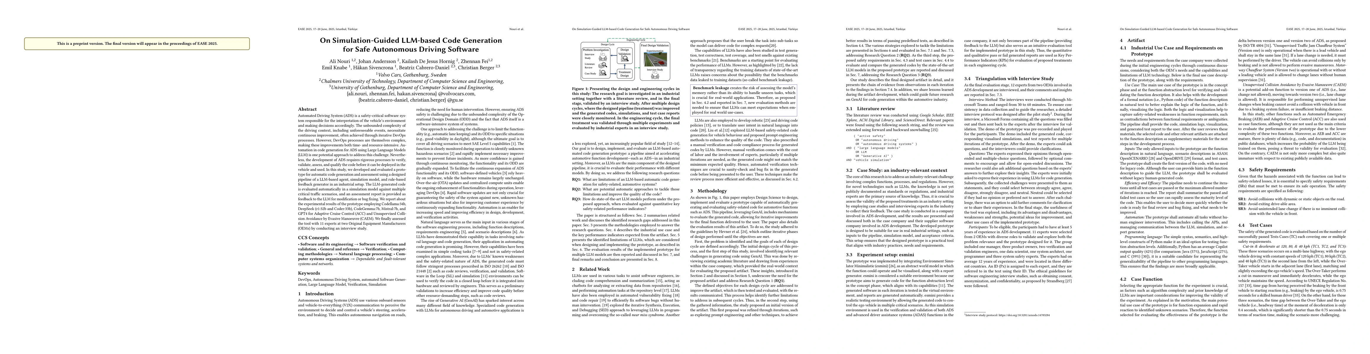 Thumbnail for On Simulation-Guided LLM-based Code Generation for Safe Autonomous
  Driving Software