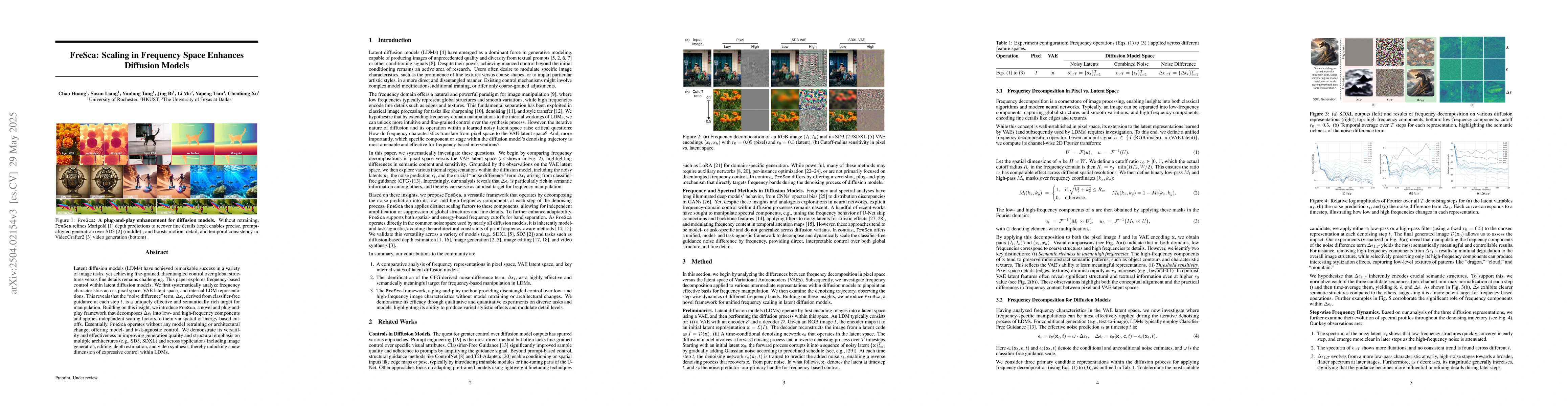 Thumbnail for FreSca: Scaling in Frequency Space Enhances Diffusion Models