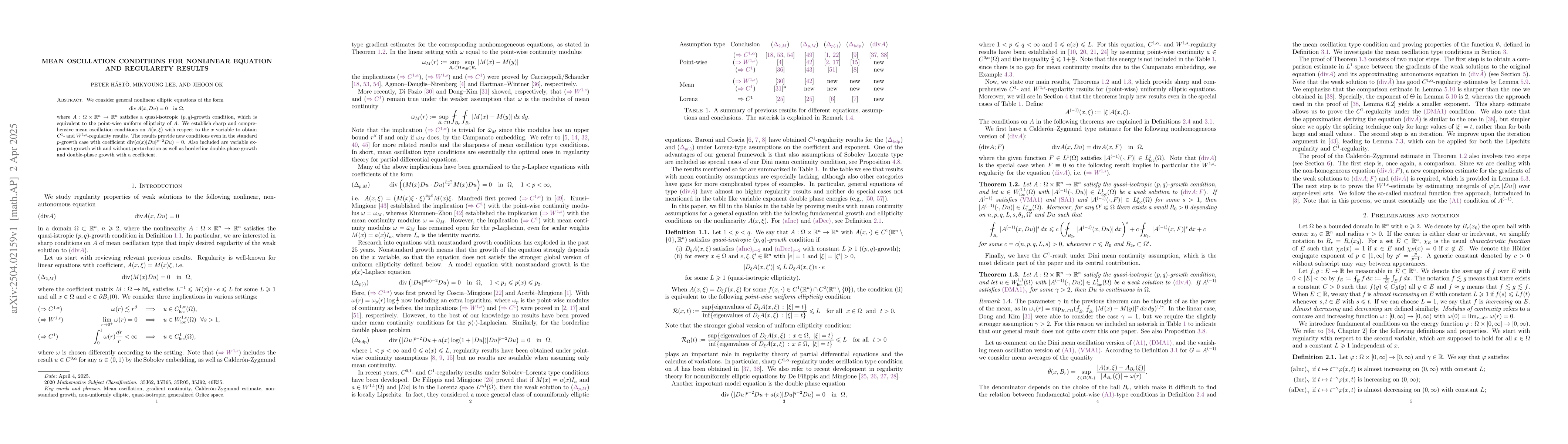 Thumbnail for Mean oscillation conditions for nonlinear equation and regularity
  results